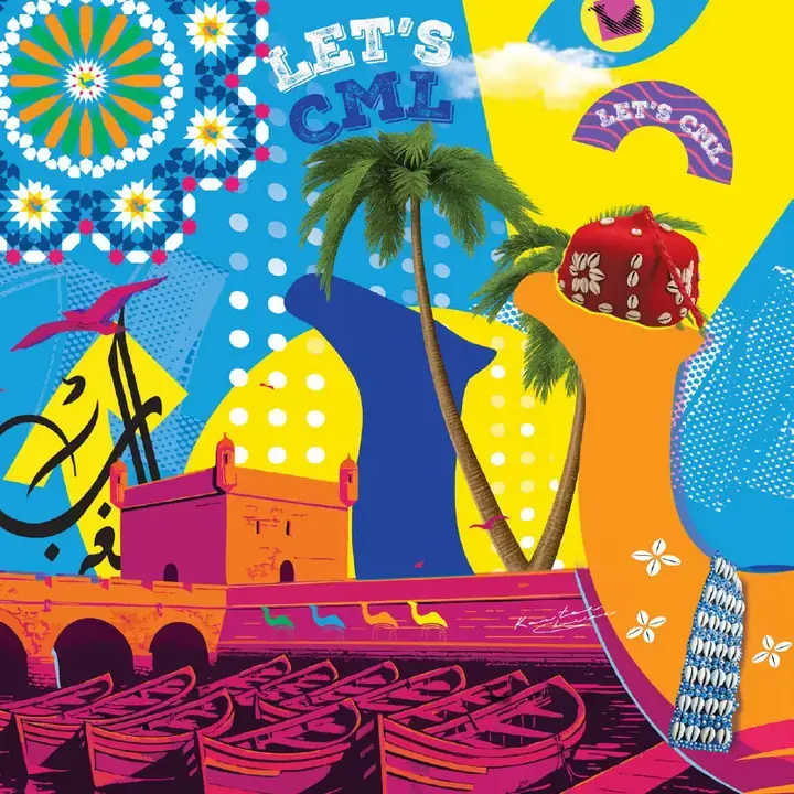CAMEL visual identity artwork inspired by Essaouira, palm trees and Moroccan craft