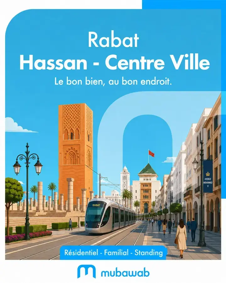 Mubawab Maroc campaign visual for Rabat Hassan and Centre Ville