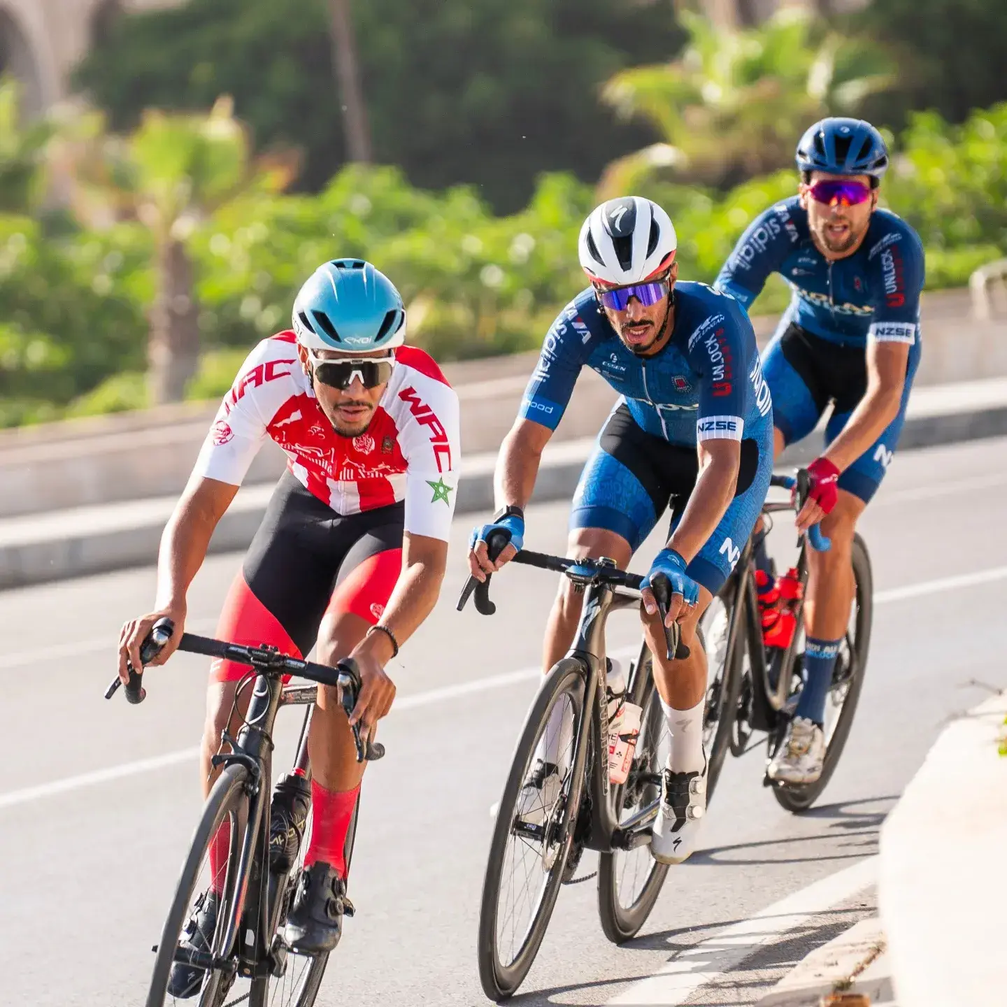 Moroccan national champion riding with two Sidi Ali team cyclists